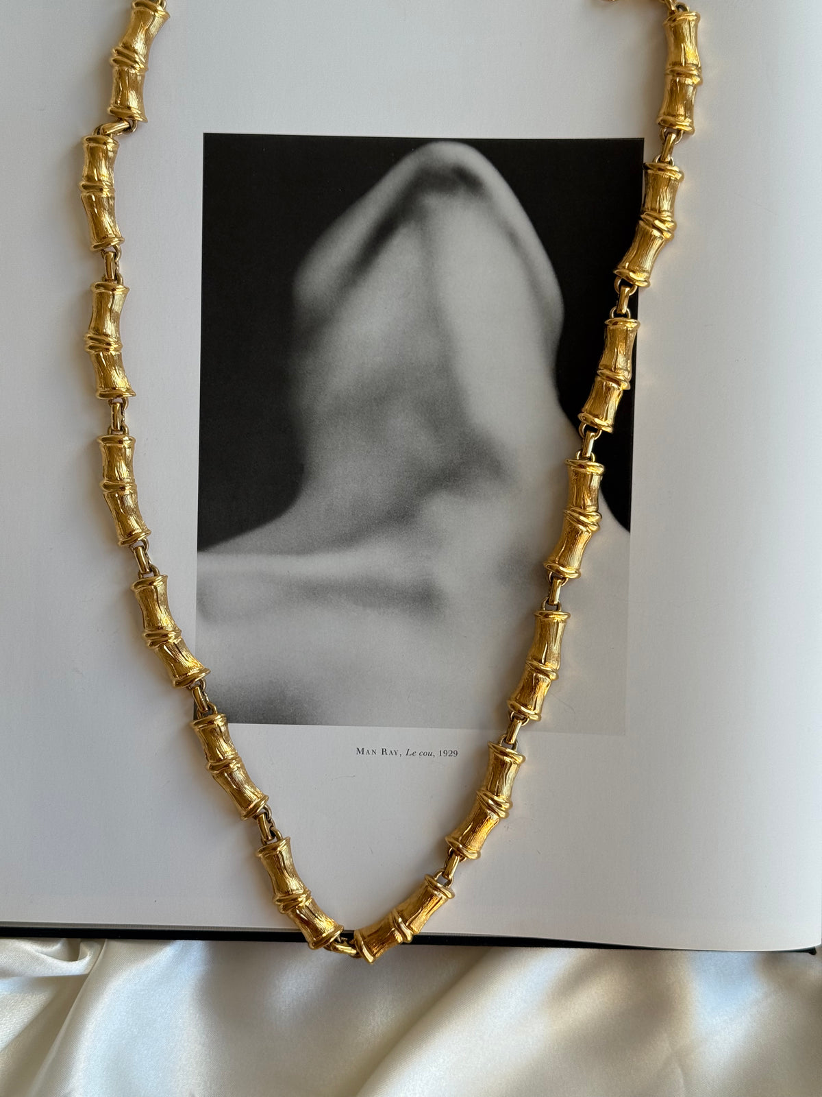 Vintage Monet Gold-Tone Bamboo Link Statement Necklace