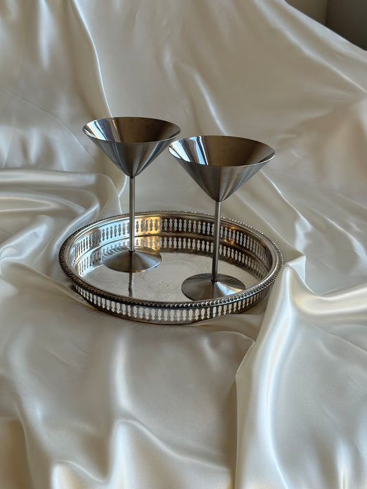 Modern Metal Martini Glasses — Set of Two