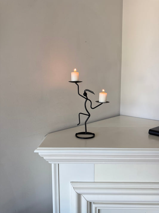 Vintage Iron Figural Candle Holder