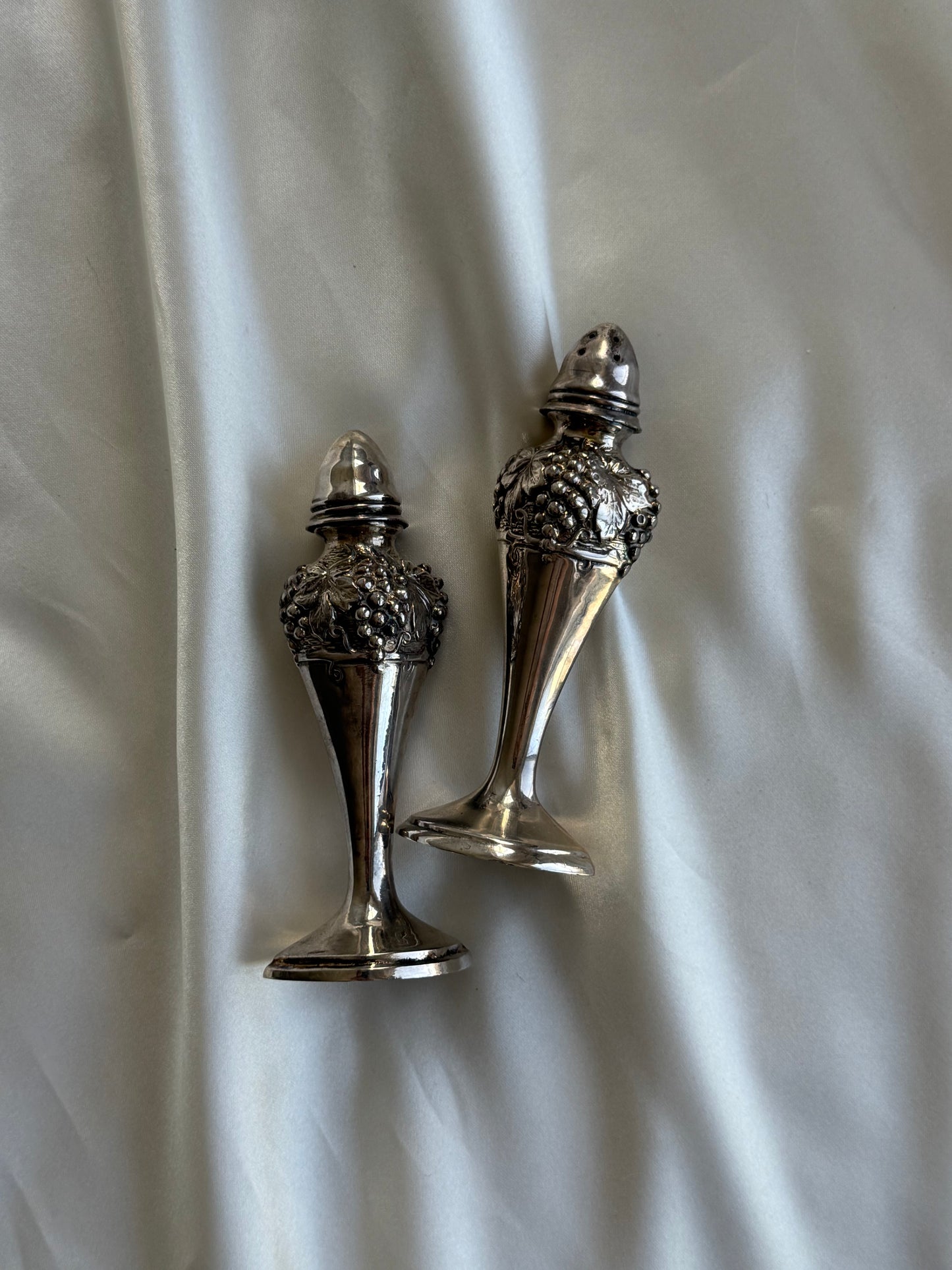 Vintage Silver Plate Grape Motif Salt & Pepper Shakers