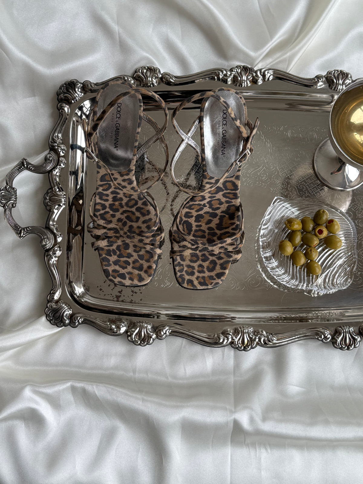 Vintage Ornate Silver-Plated Serving Tray with Handles