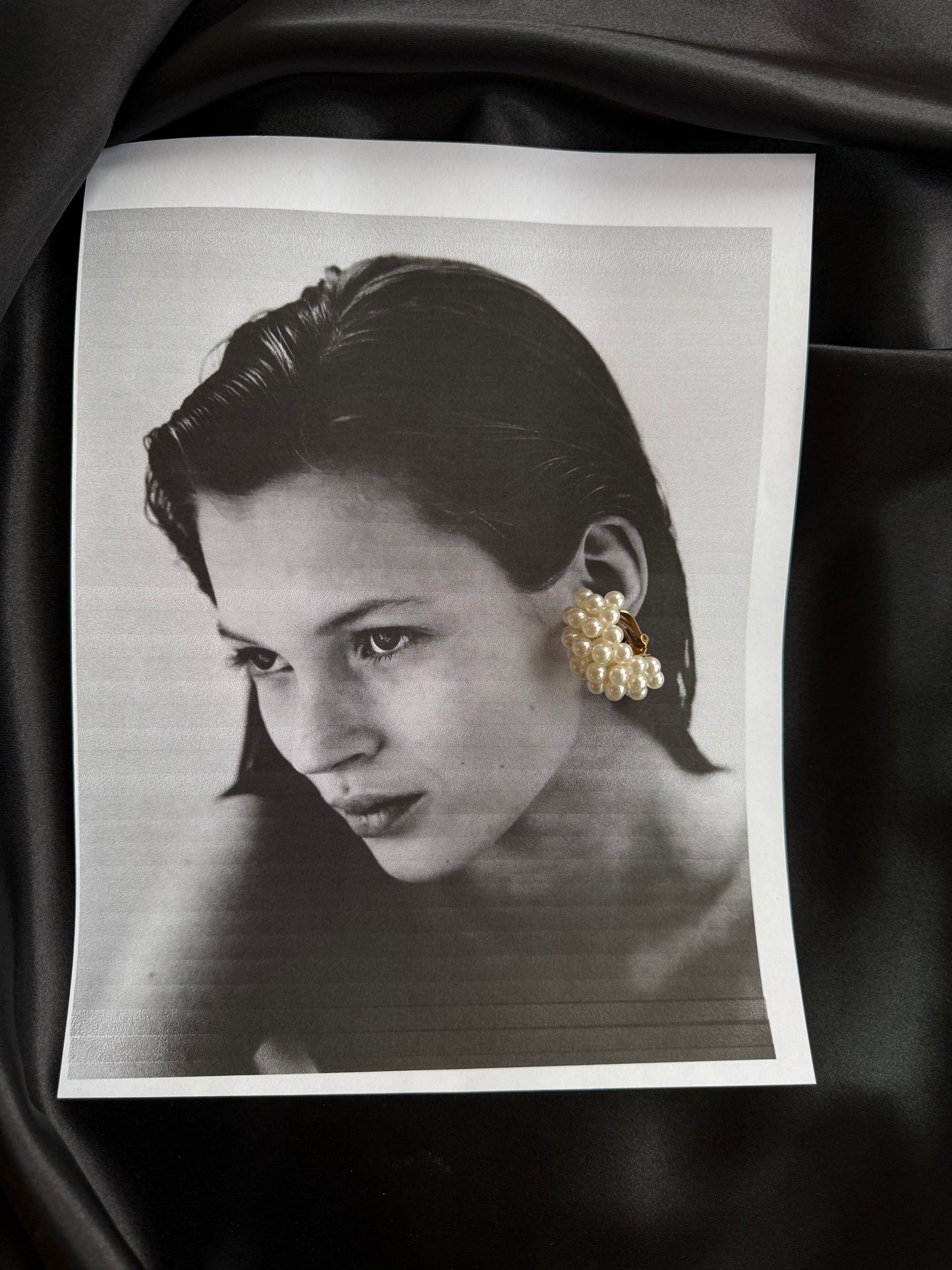 Vintage Faux Pearl Cluster Clip-On Earrings