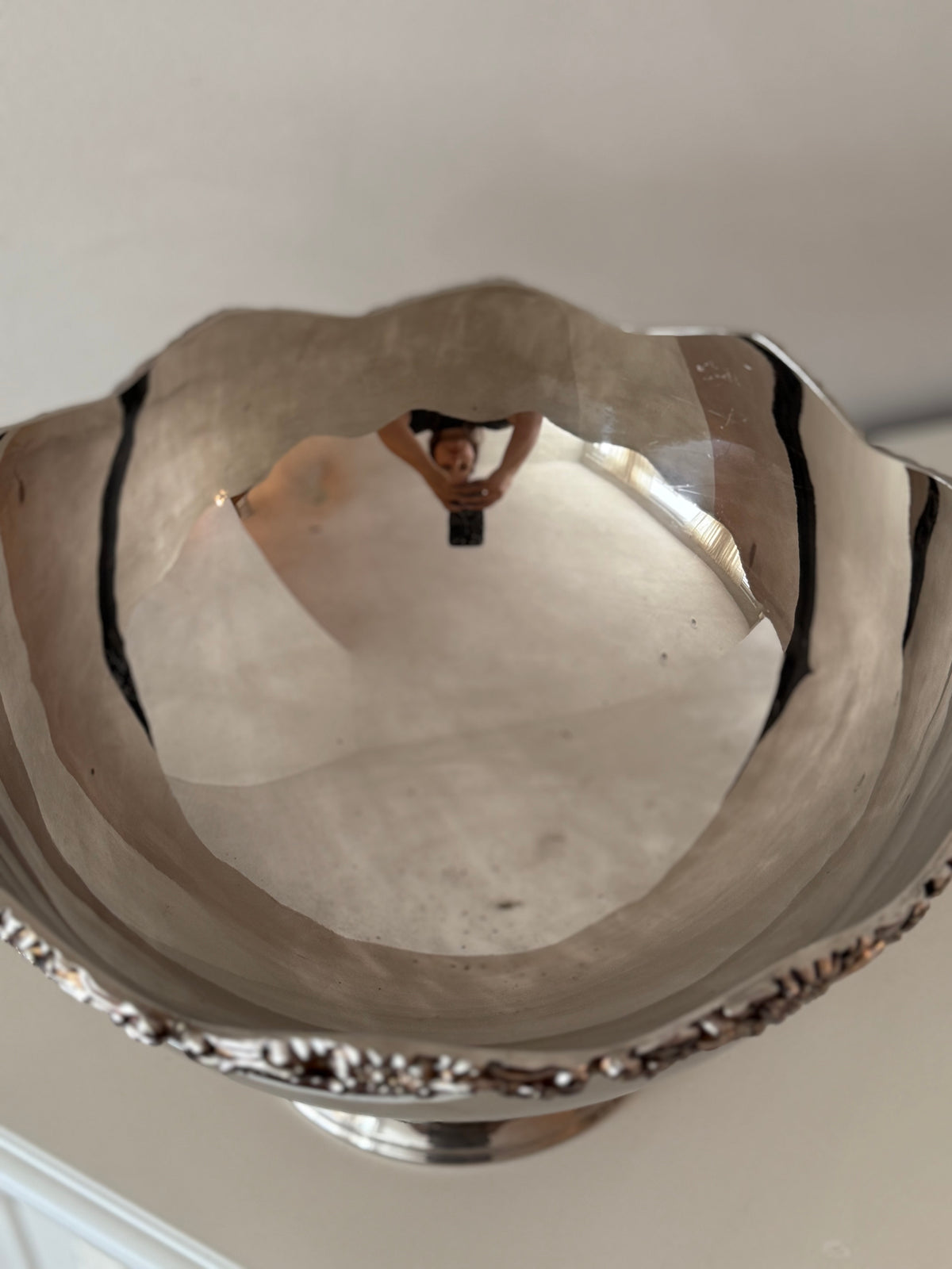 Vintage Silver-Plated Punch Bowl Set with 10 Hanging Cups & Ladle