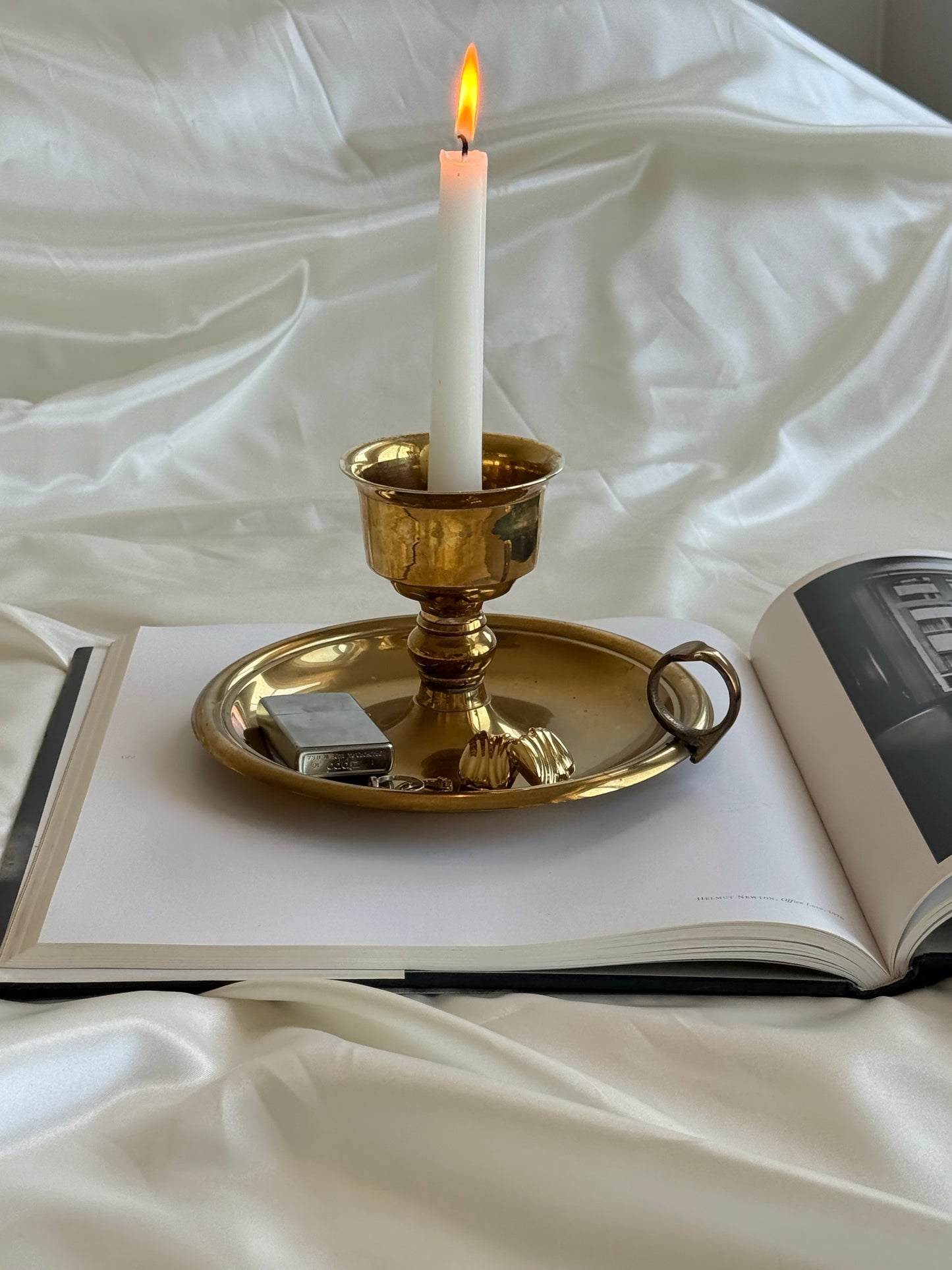 Vintage XL Solid Brass Chamberstick Candle Holder
