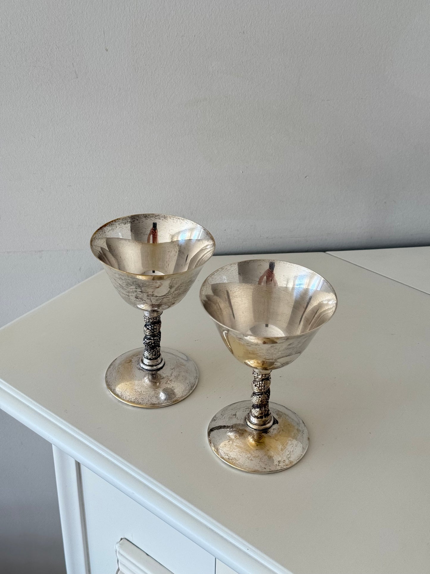 Pair of Vintage Silver-Plated Goblets – Made in Spain