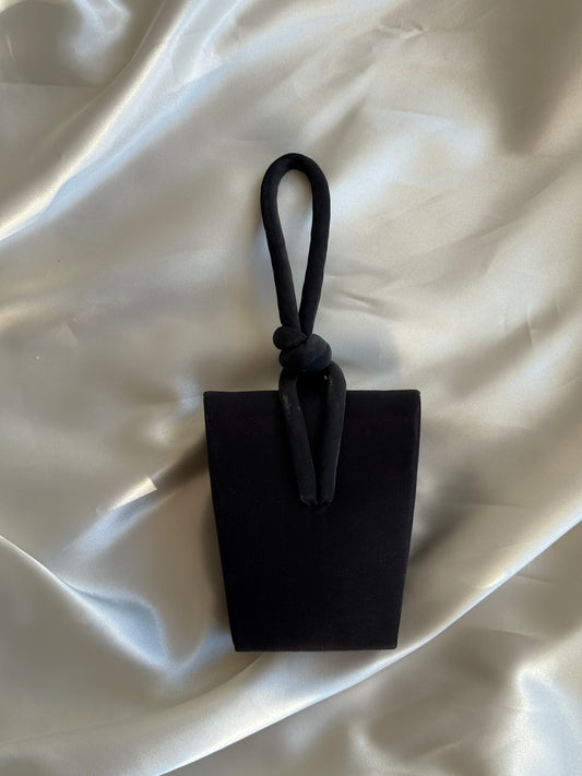 Vintage La Regale Black Satin Knot Evening Purse