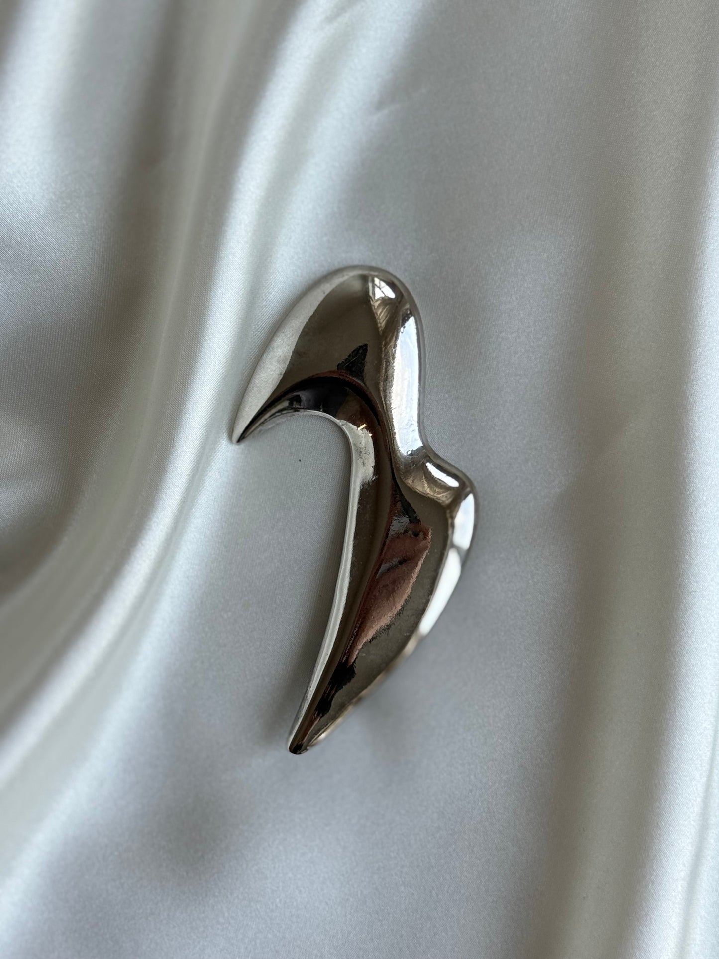 Vintage Silver-Plated Sculptural Brooch