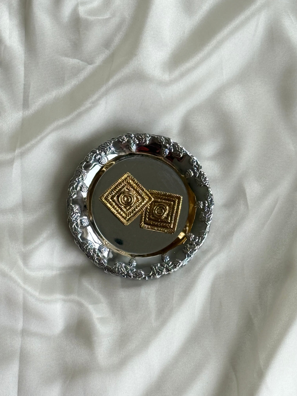Set of 8 Vintage Ornate Silver-Tone Coasters