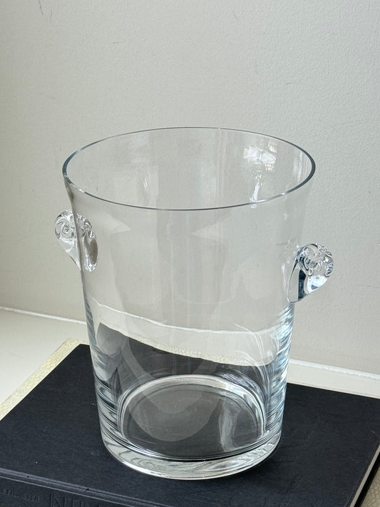 Glass Ice Bucket / Champagne Cooler with Swirl Handles