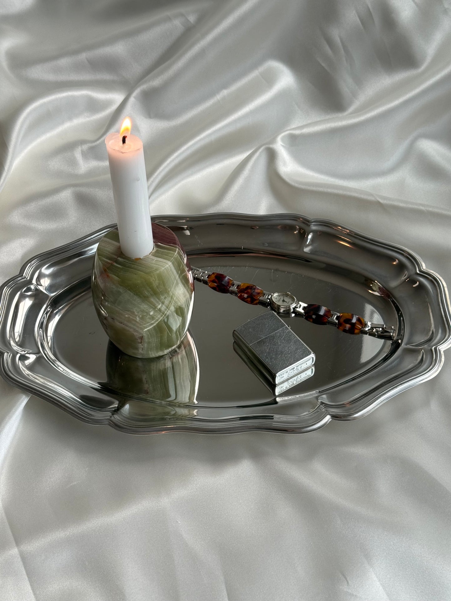 Vintage Reversible Onyx Candle Holder