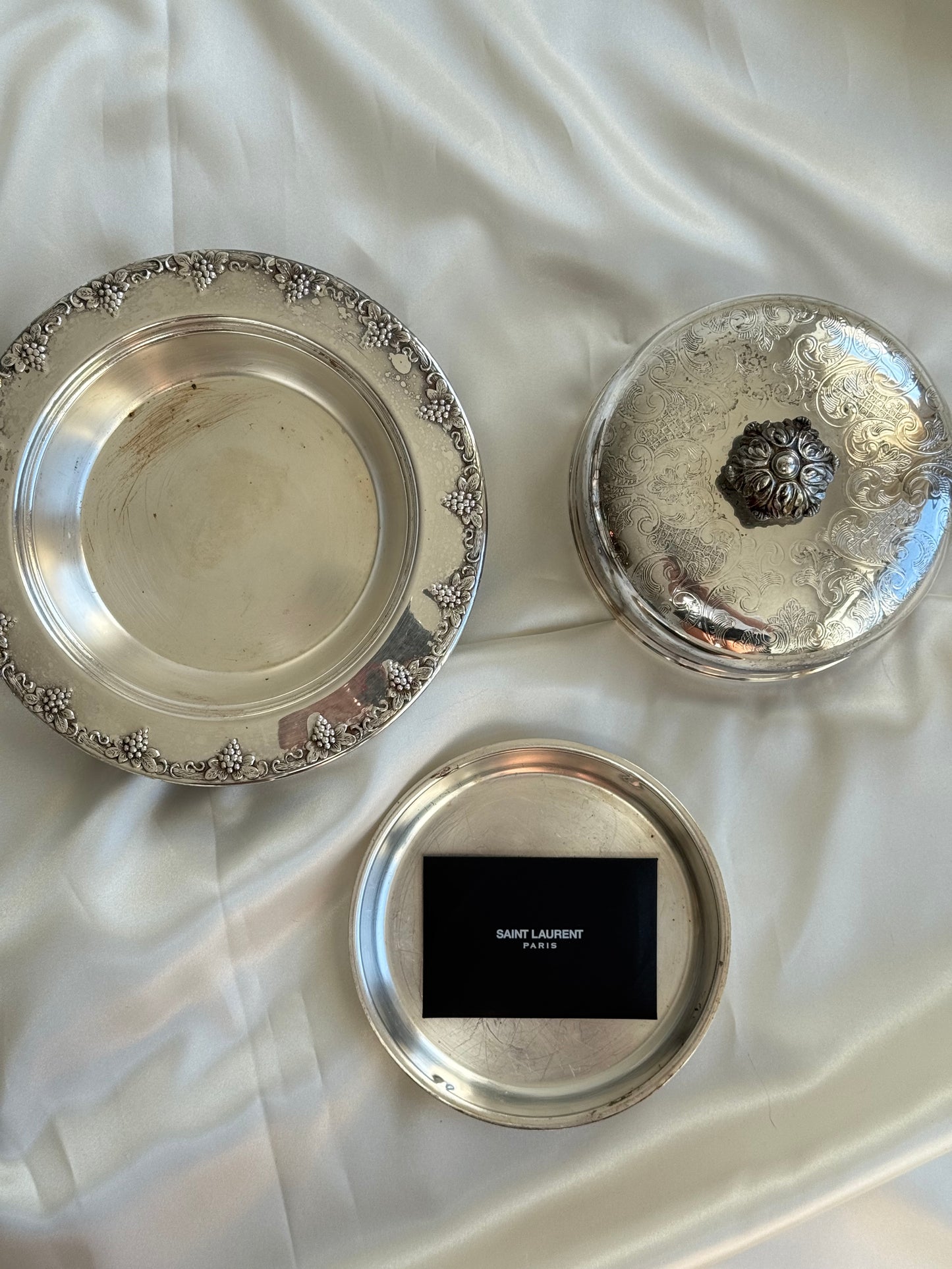 Vintage Silver-Plated Covered Butter Dish with Serving Plate