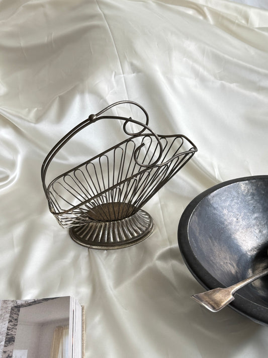 Vintage Silver-Plated Wire Wine Caddy