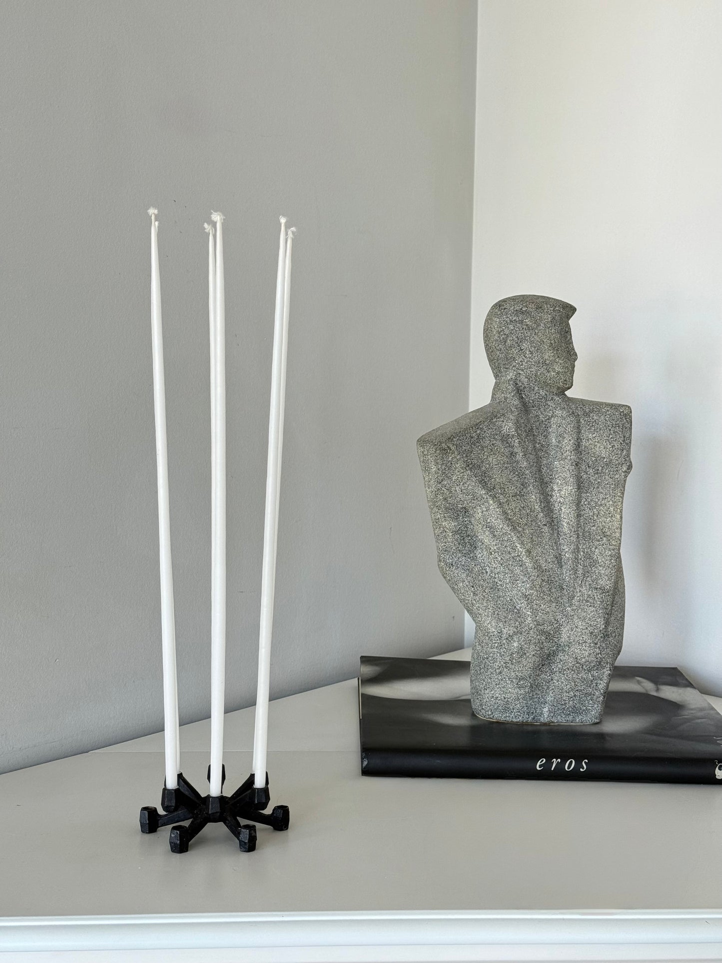 Vintage Mid Century Modern Iron Candle Holder — Candles Included