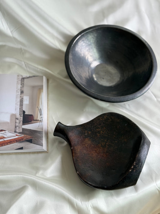 Vintage Mexican Sculptural Vase – Asymmetrical Flat Flask