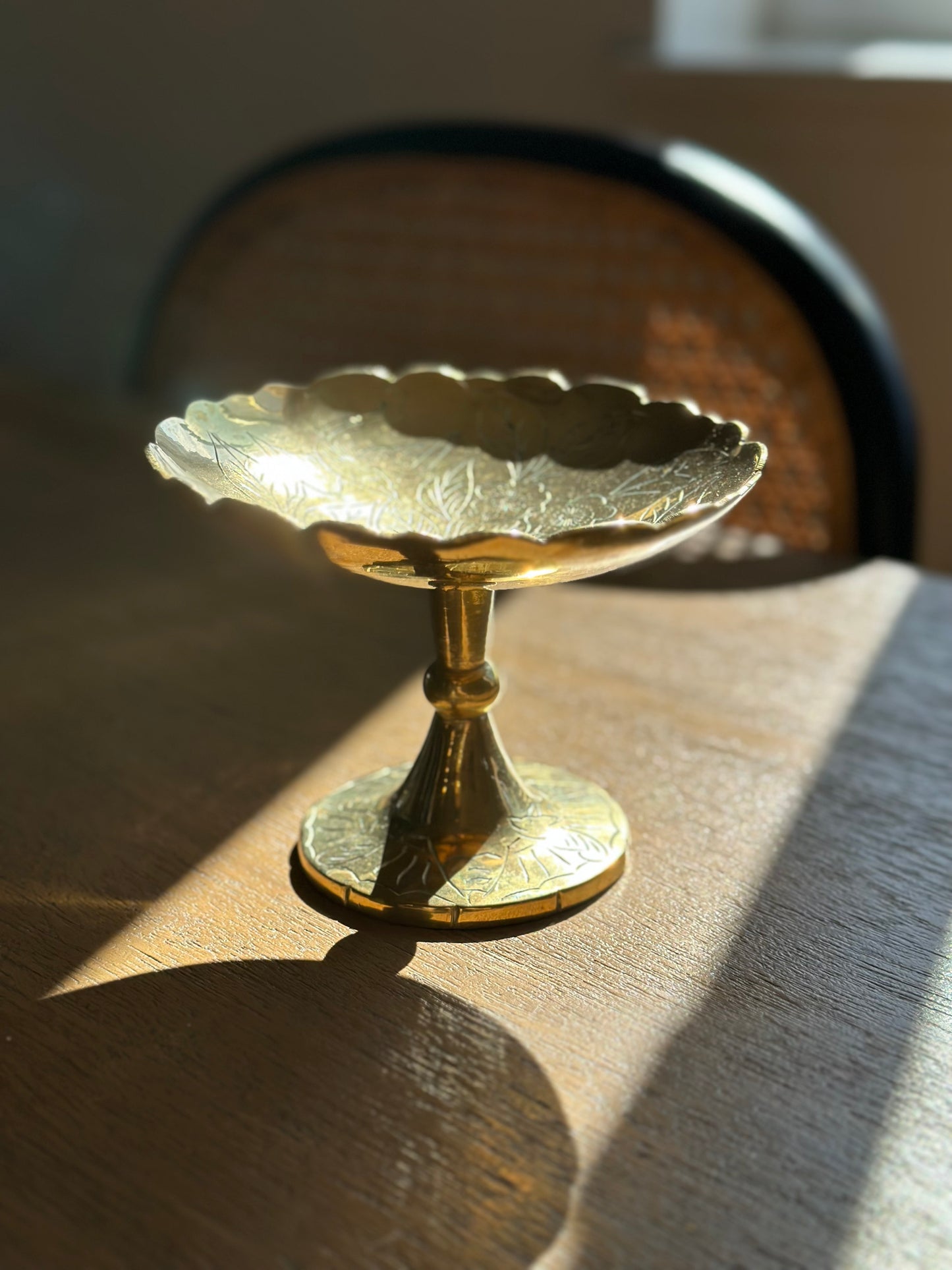 Brass pedestal dish