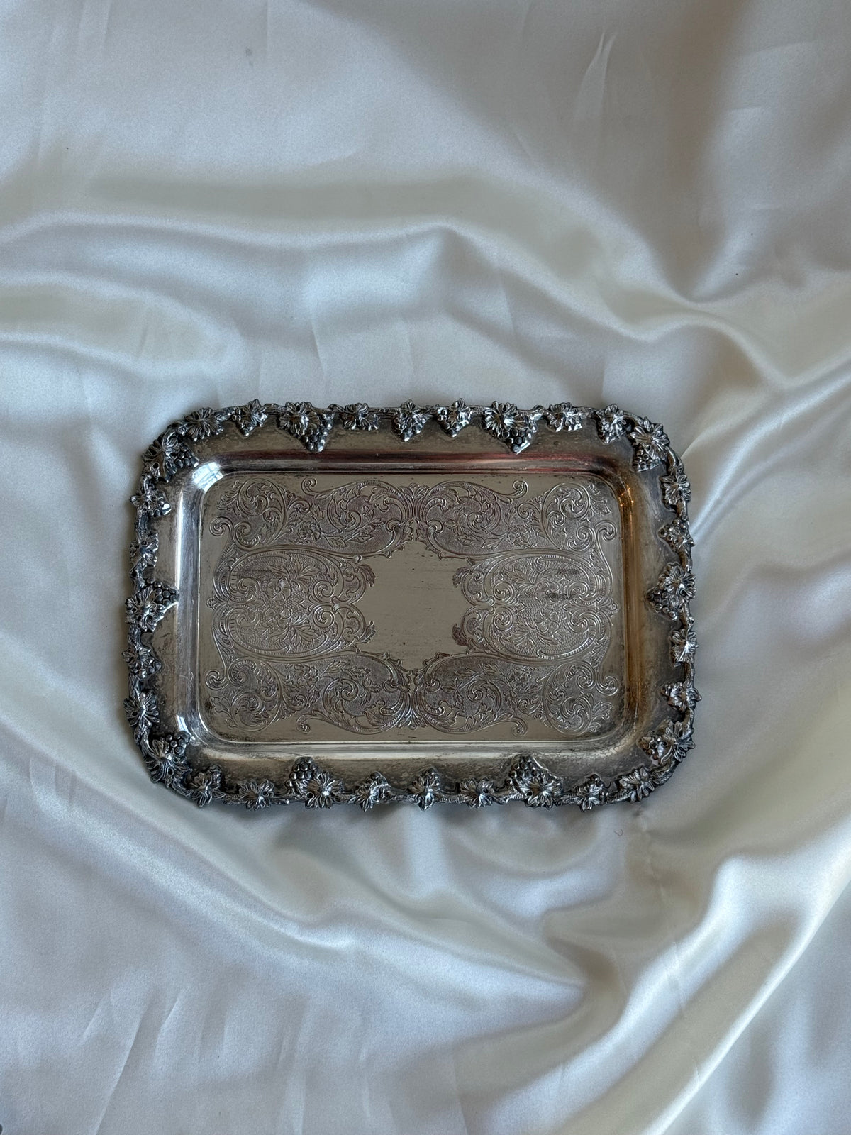 Vintage Silver-Plated Ornate Vanity Tray