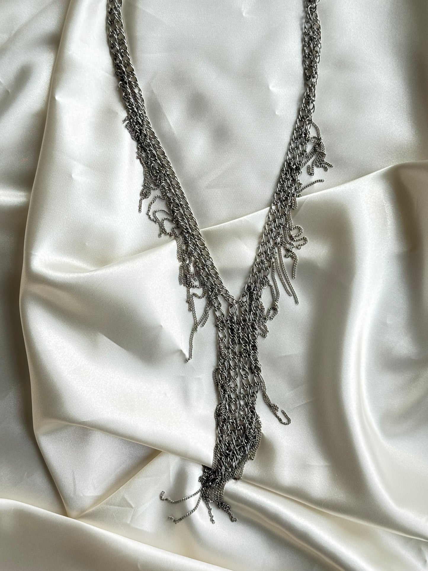 Vintage Layered Chain Fringe Statement Necklace