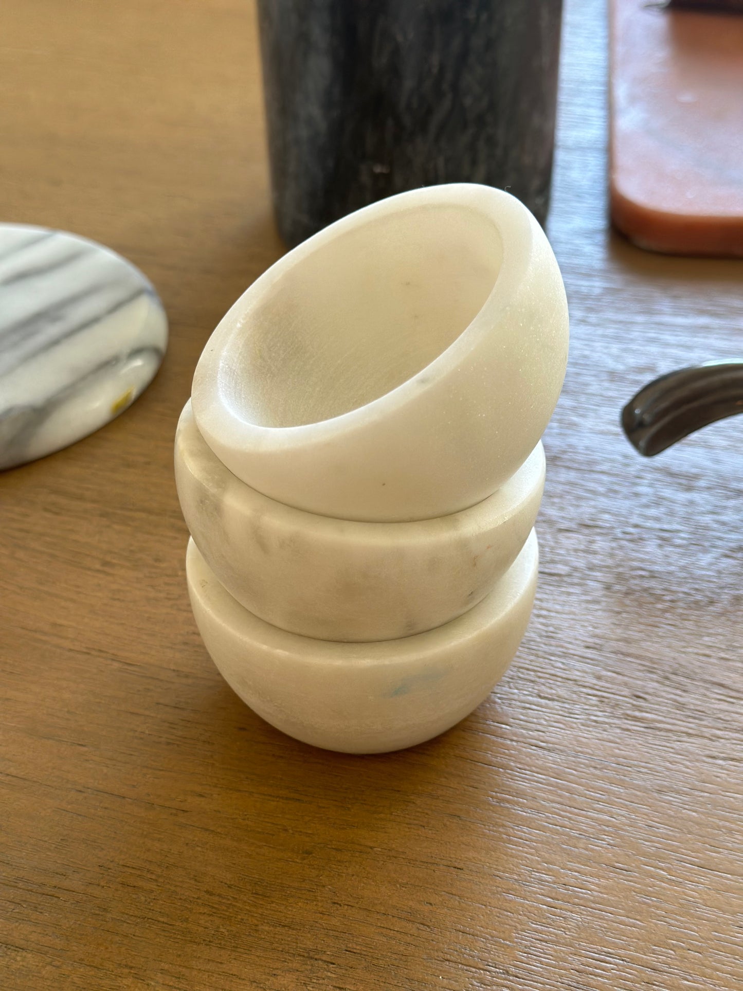 Three mini marble dishes