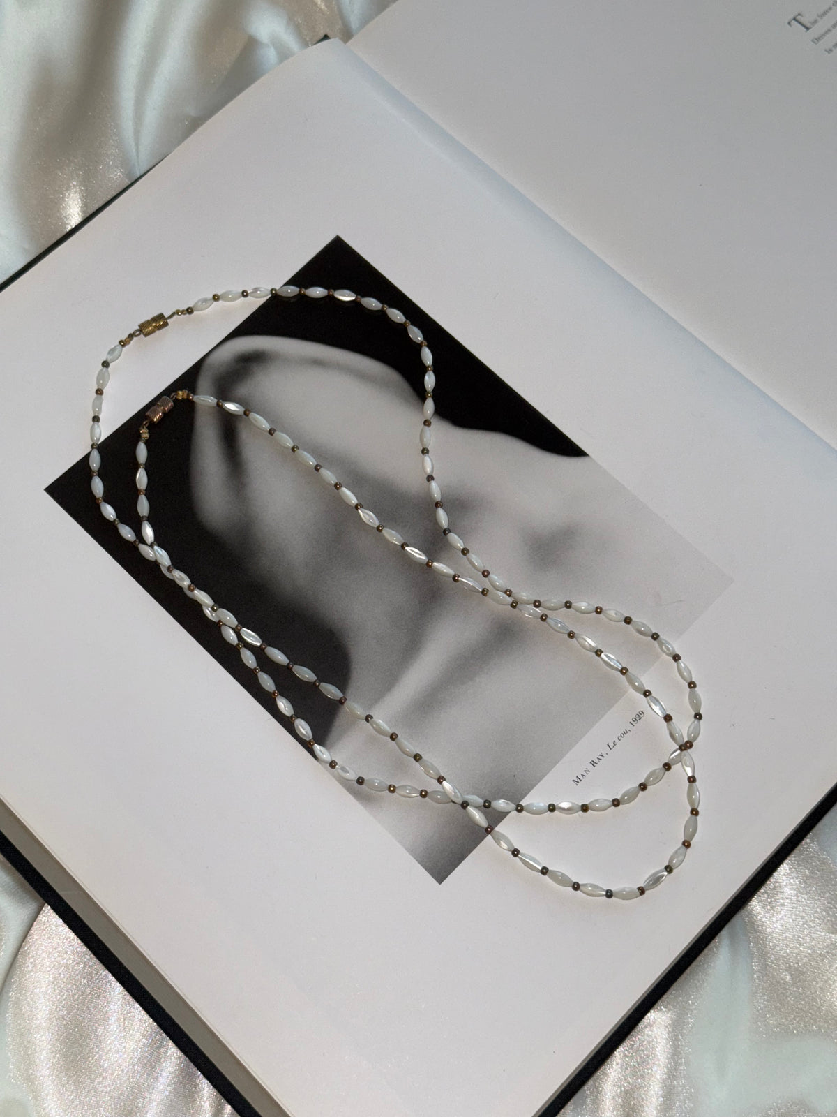 Vintage Mother-of-Pearl Beaded Necklace – 23”