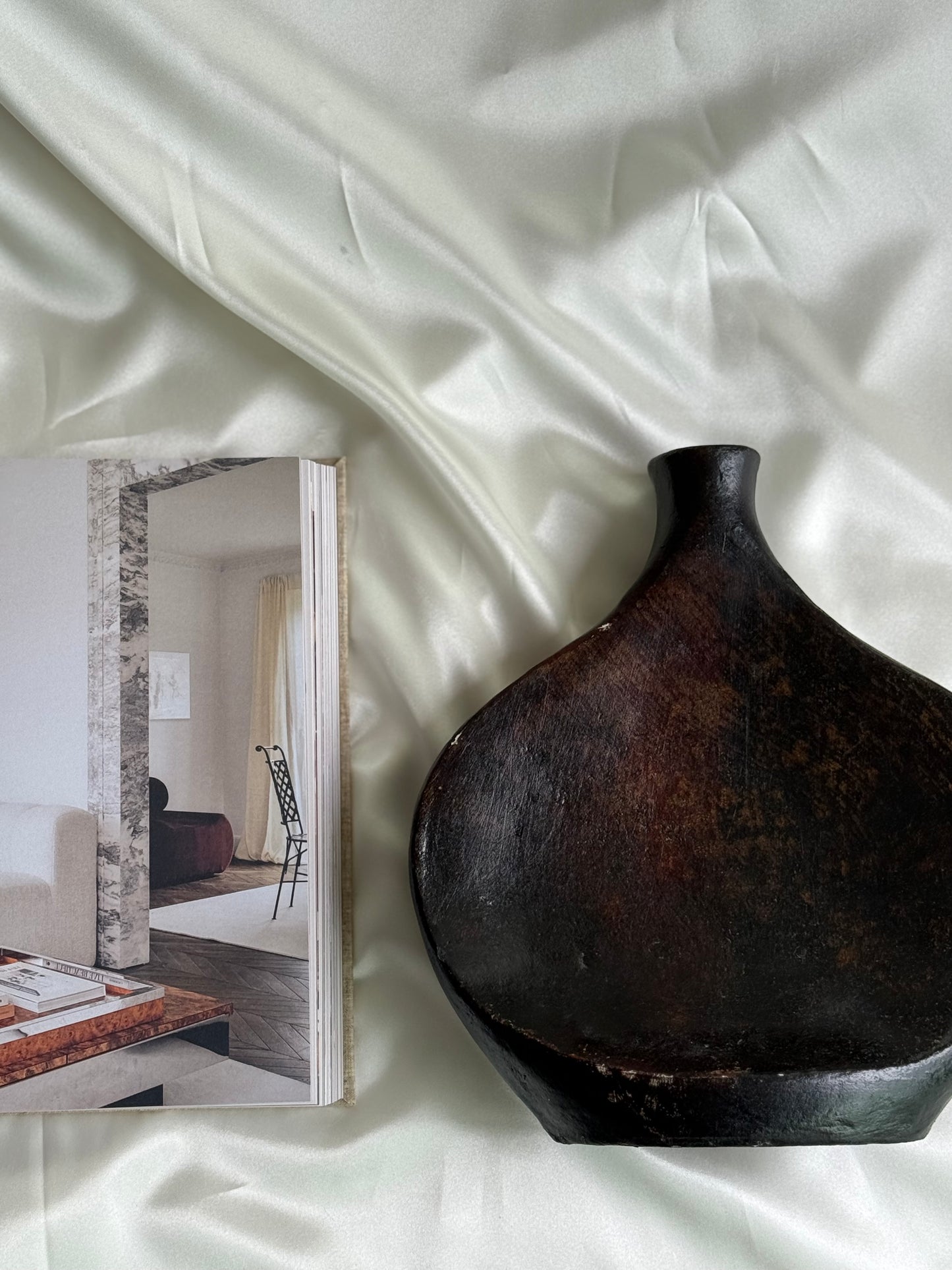 Vintage Mexican Sculptural Vase – Asymmetrical Flat Flask