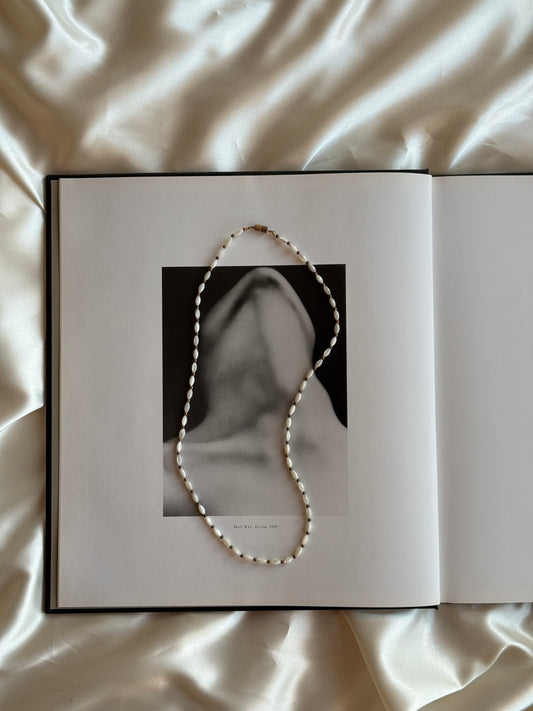 Vintage Mother-of-Pearl Beaded Necklace – 23”