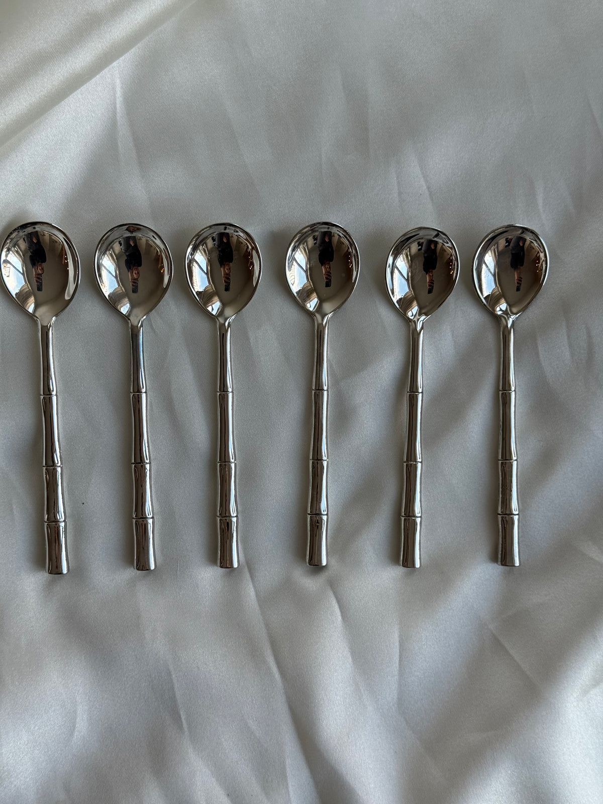Vintage Silver Plated Bamboo Handle Teaspoons – Set of 6