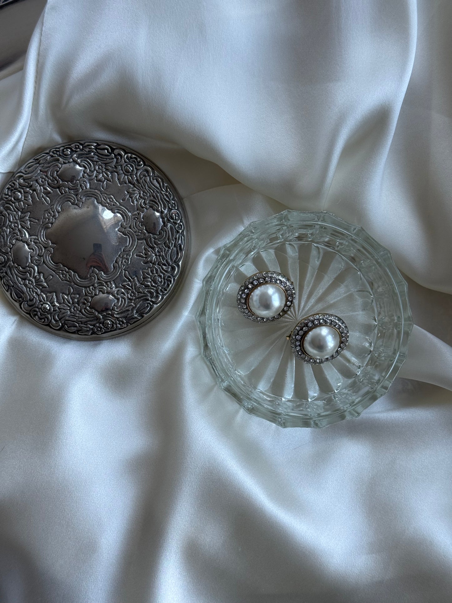 Butler Vintage Clip-On Earrings with Faux Pearls & Crystals