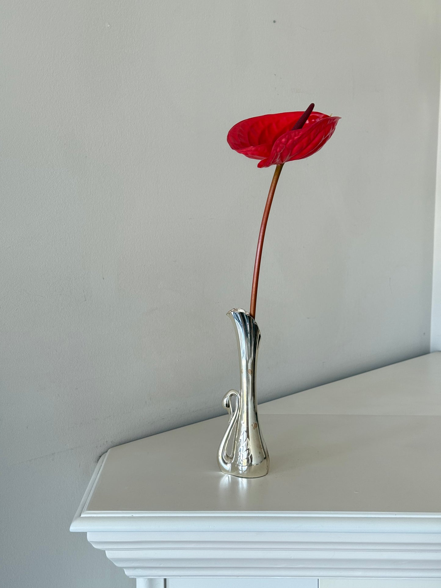 Vintage Silver-Plated Swan Bud Vase