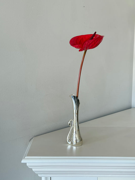 Vintage Silver-Plated Swan Bud Vase