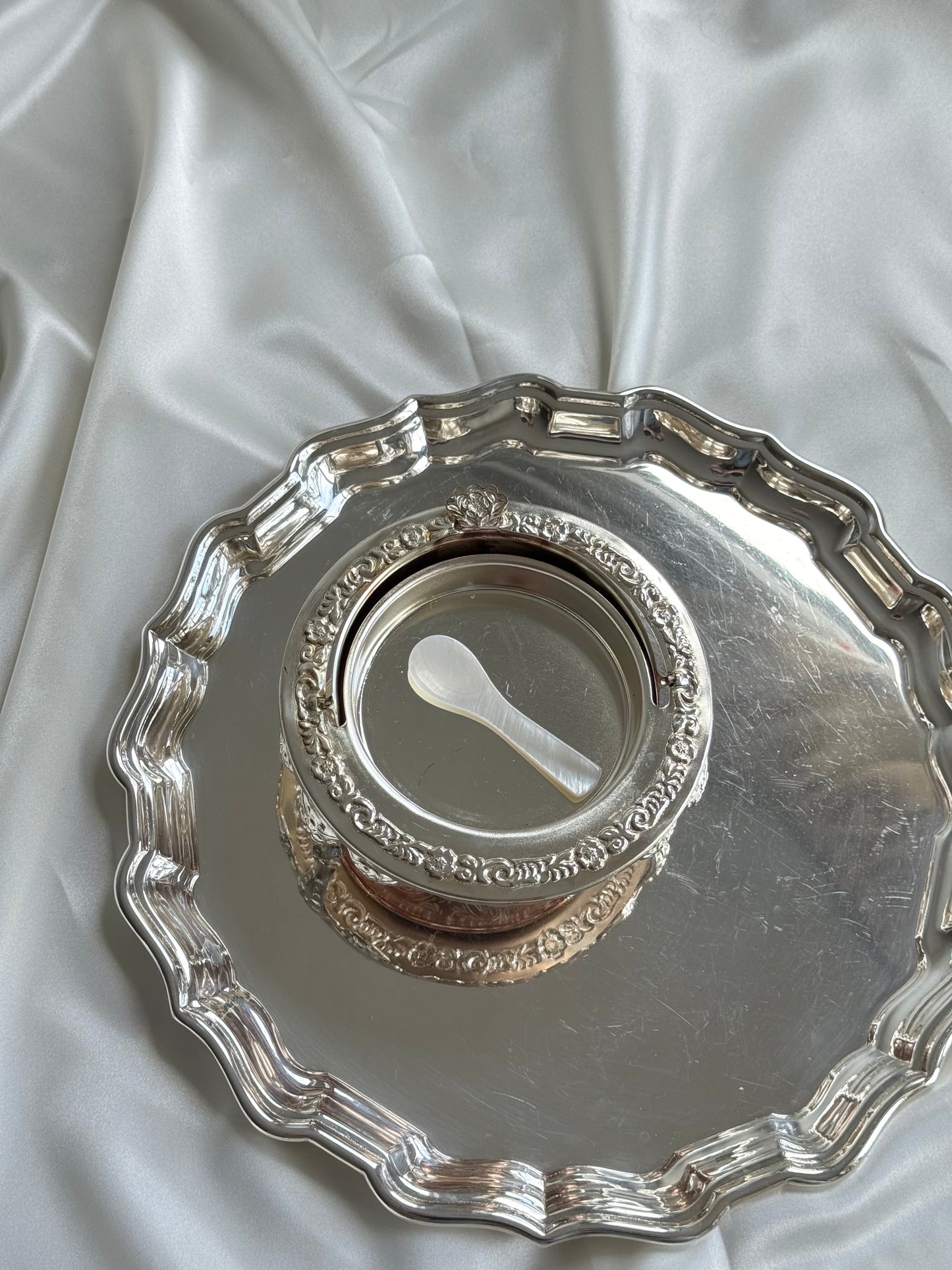 Vintage Caviar Dish with Lid & Spoon
