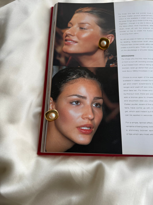 Vintage Gold-Tone Pearl Stud Earrings