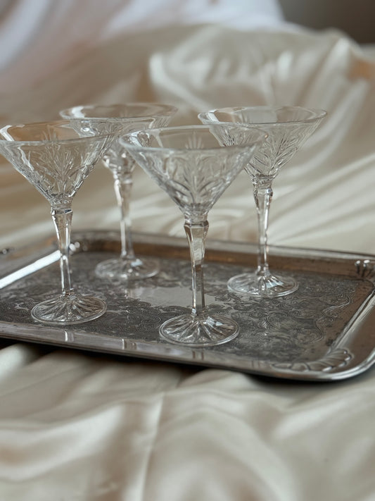 Vintage crystal martini glasses set of 4