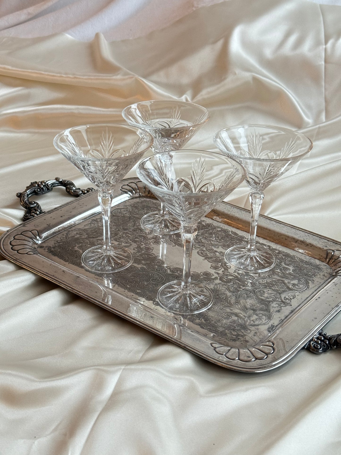 Vintage crystal martini glasses set of 4