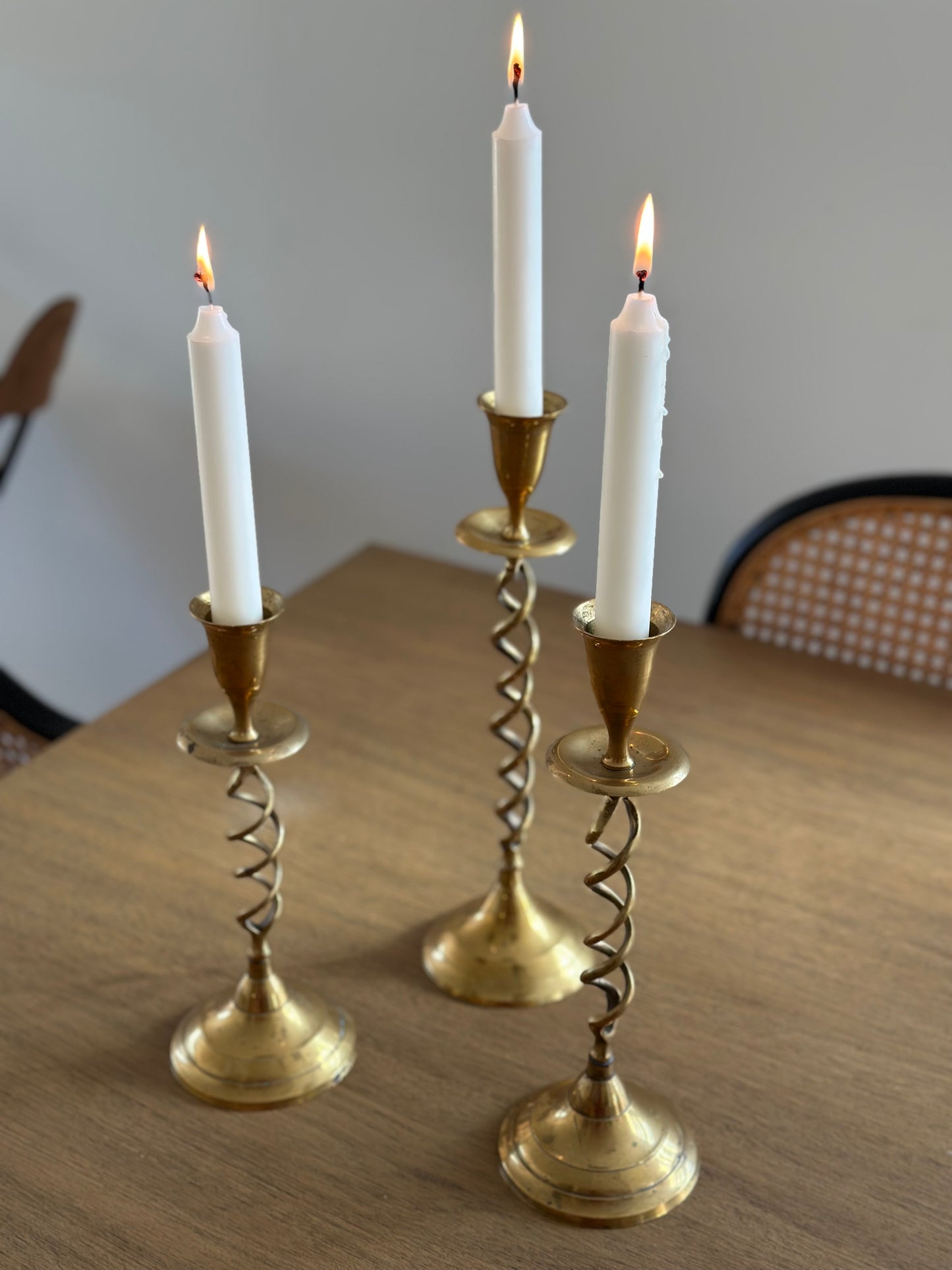 Brass spiral candleholders