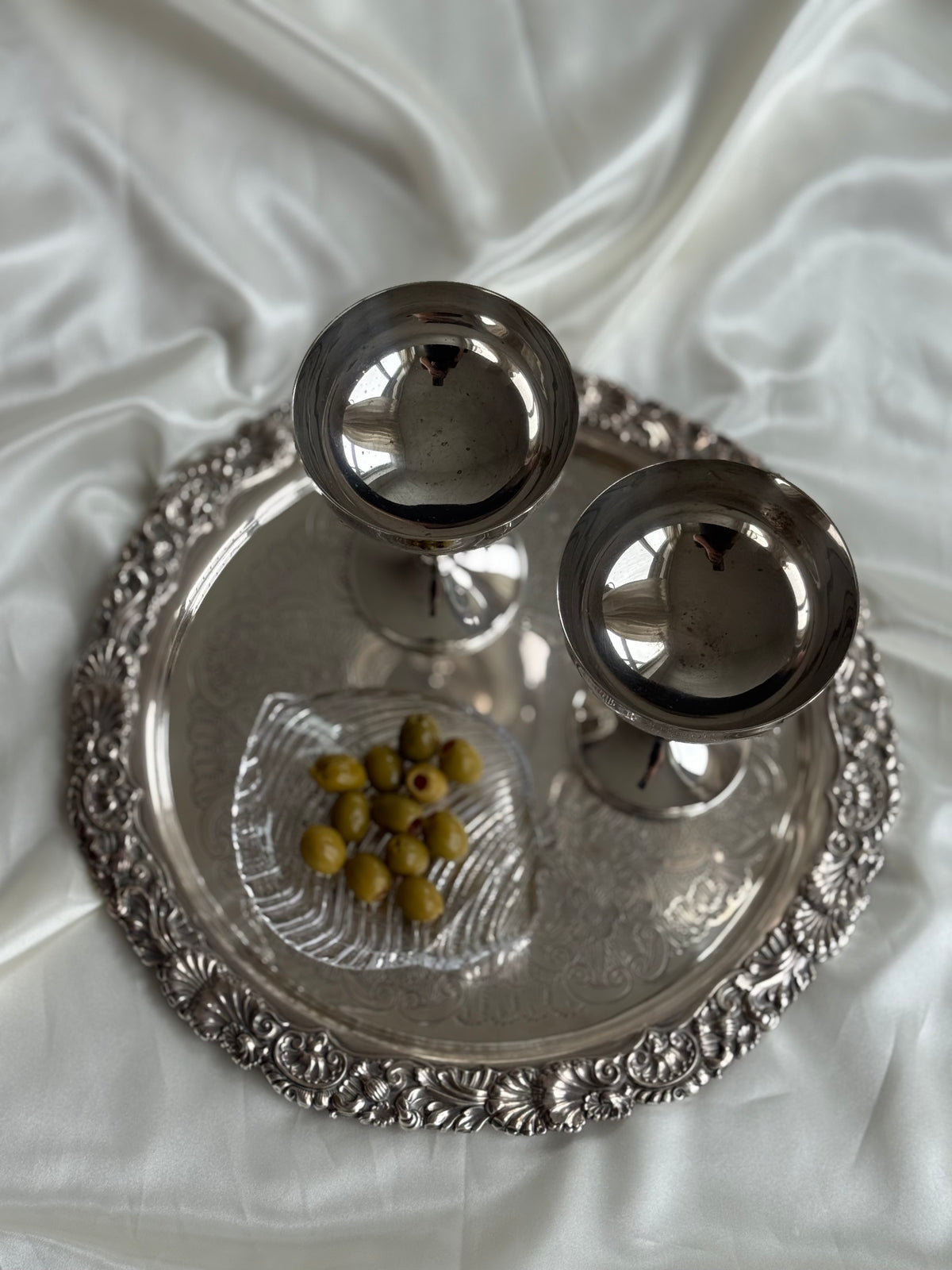 Vintage Spanish Silver-Plated Champagne Coupes | Set of Two