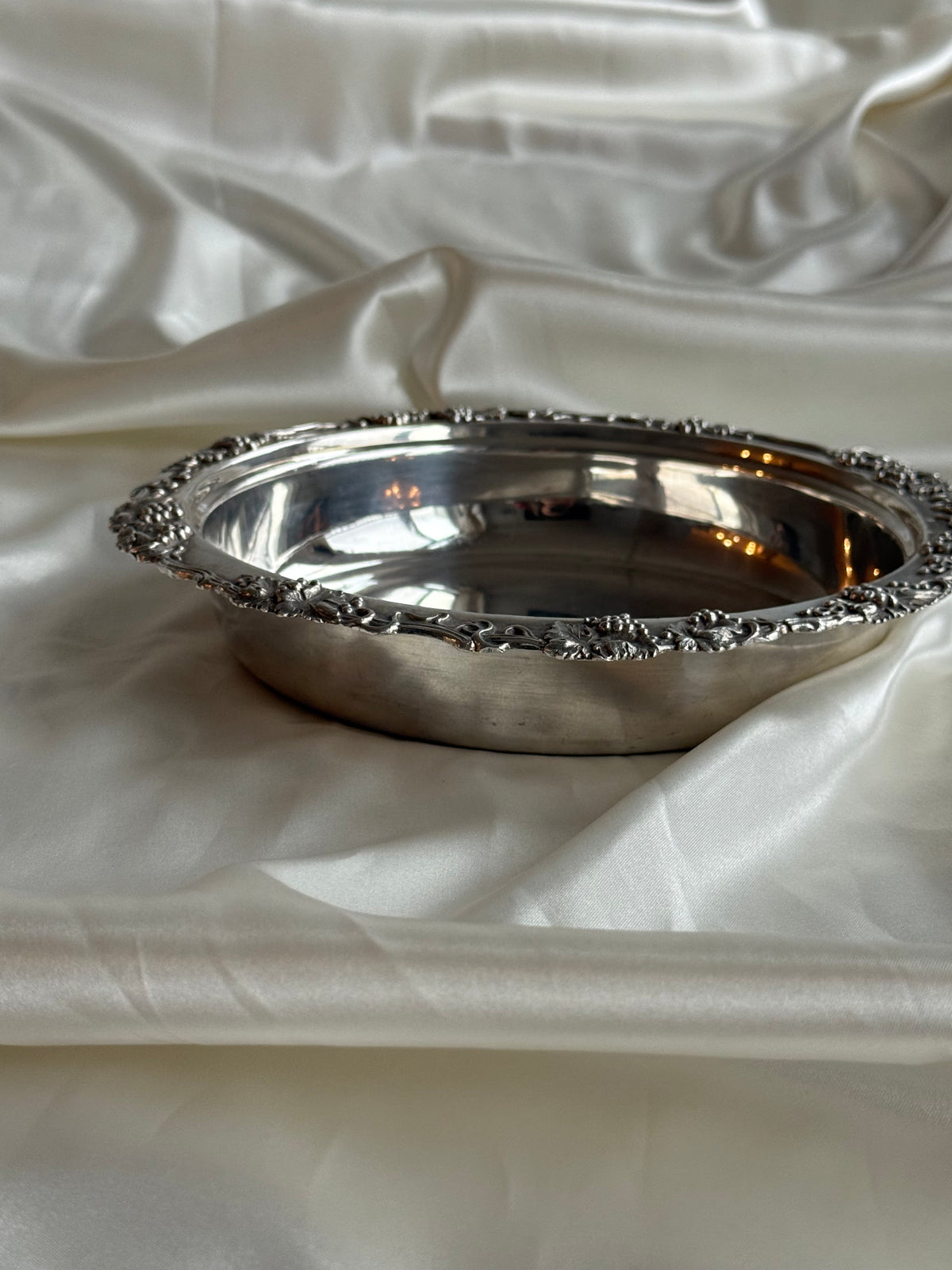 Vintage Silver-Plated Grape & Vine Serving Bowl