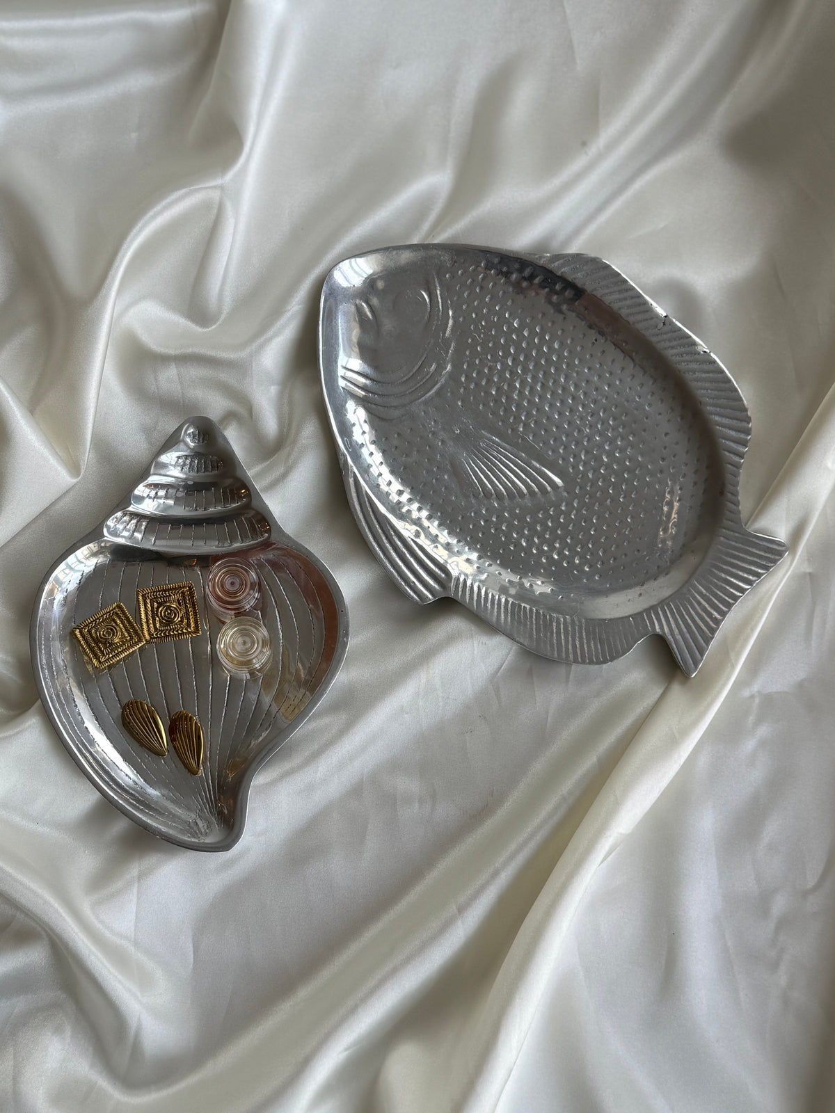 Vintage Silver Tone Fish-Shaped Serving Dish