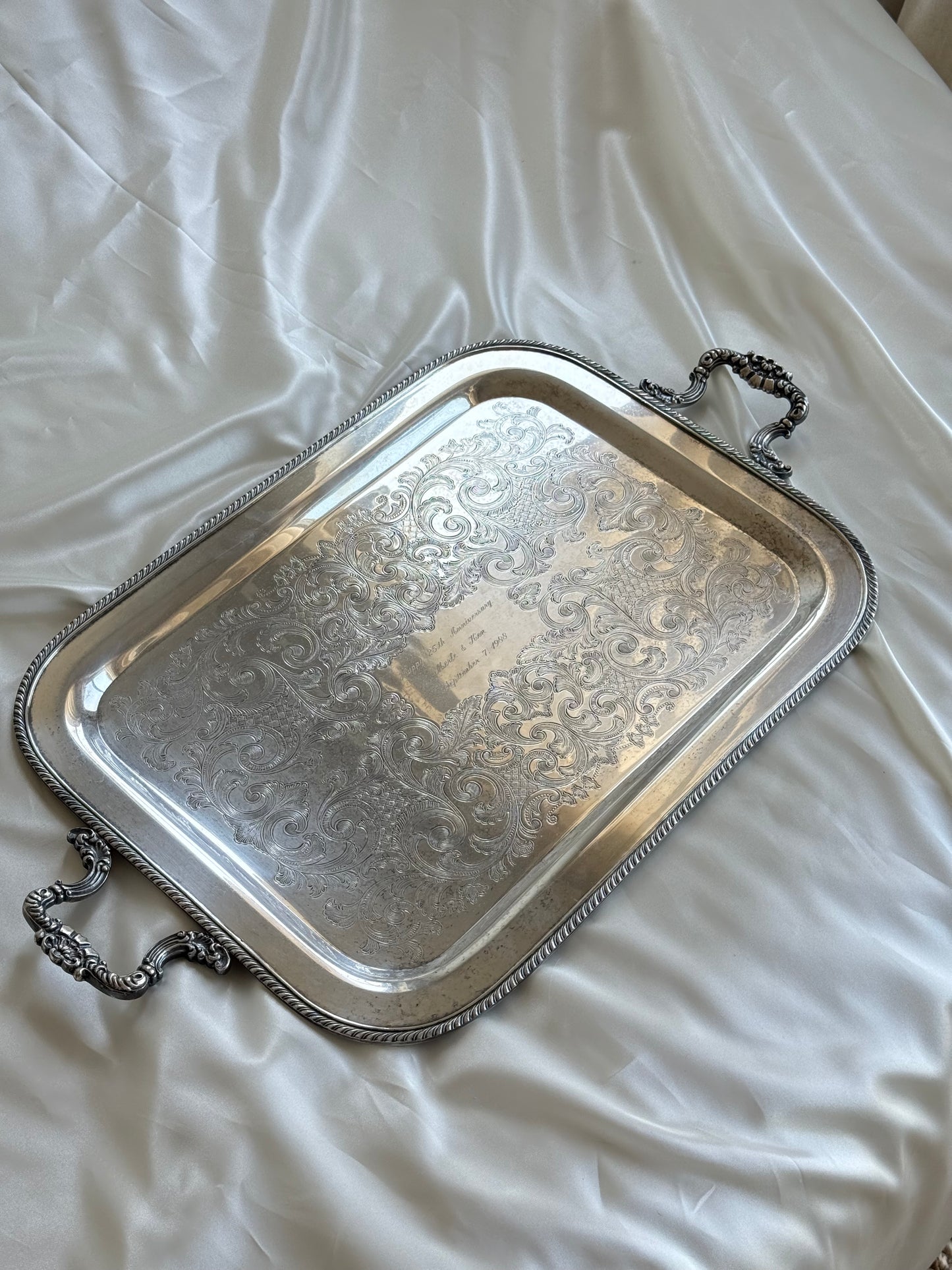 Vintage XXL Silver-Plated Serving Tray