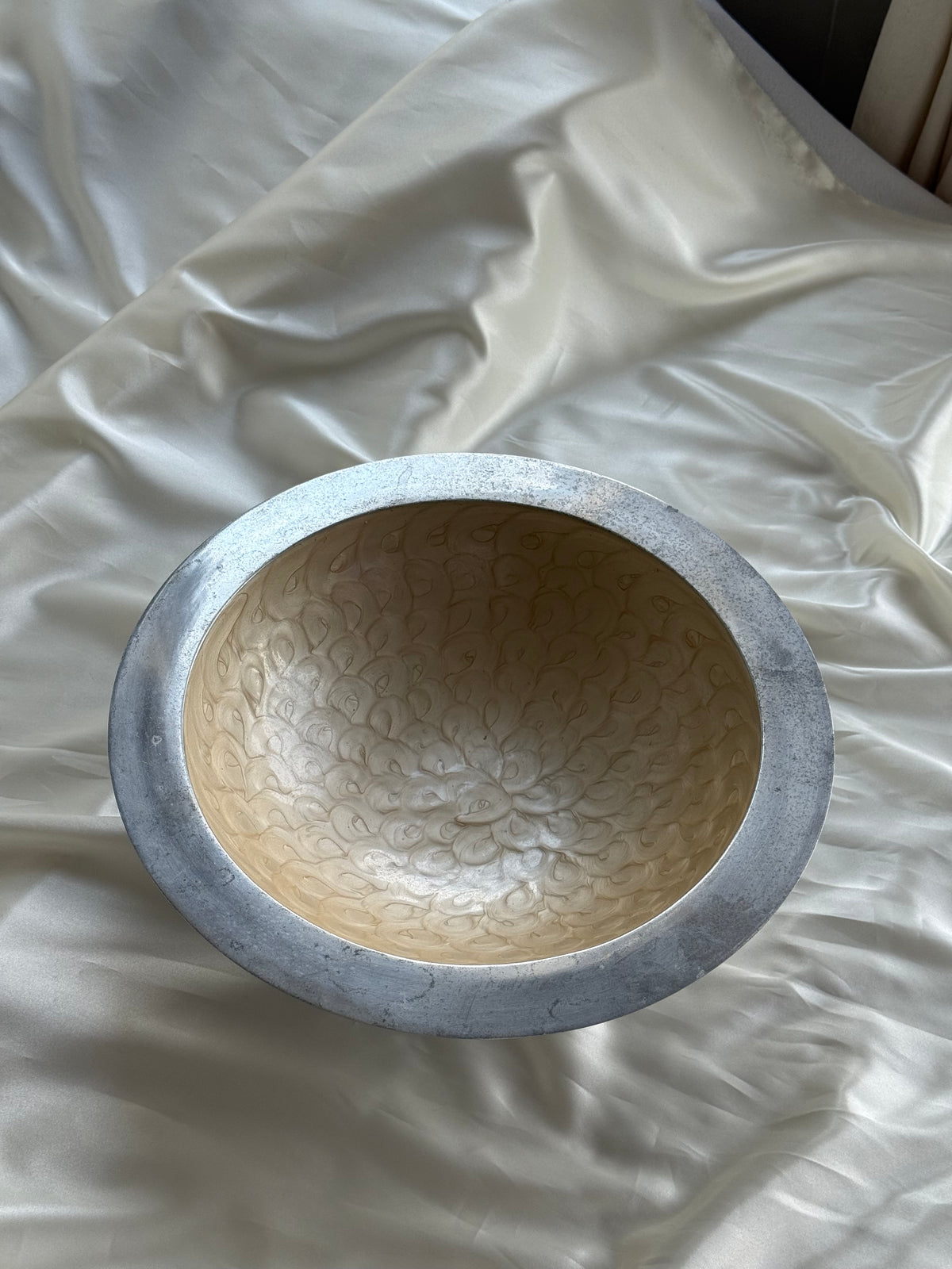 Vintage Silver-Tone Footed Centerpiece Bowl with Swirl Feet