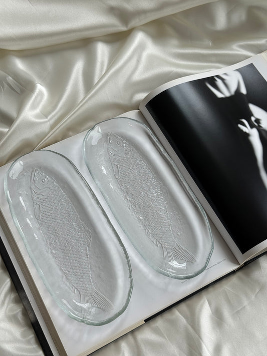 Vintage Clear Glass Fish Serving Dishes