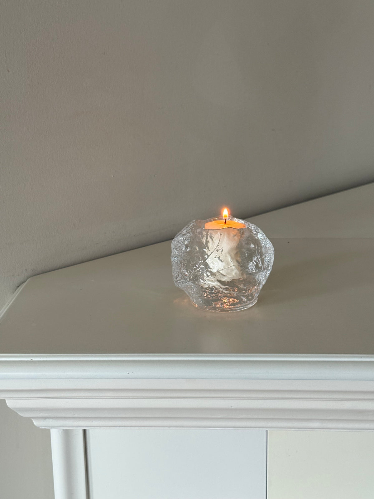 Vintage Textured Glass Tealight Candle Holder