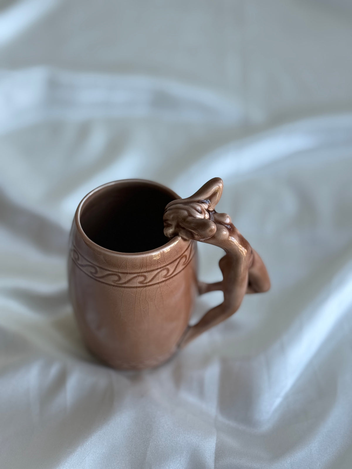 Vintage 1970s Japanese Ceramic Nude Woman Handle Mugs – Set of Two