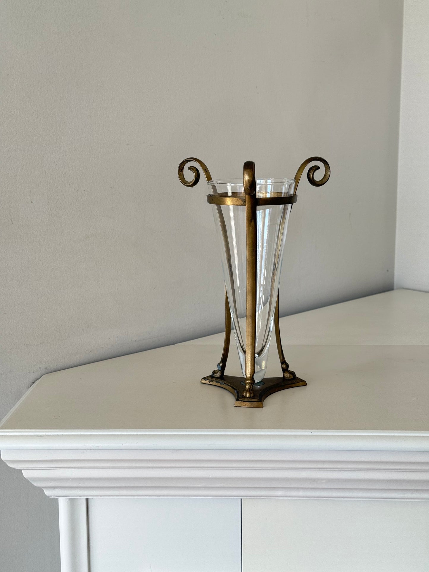 Vintage Brass & Glass Vase