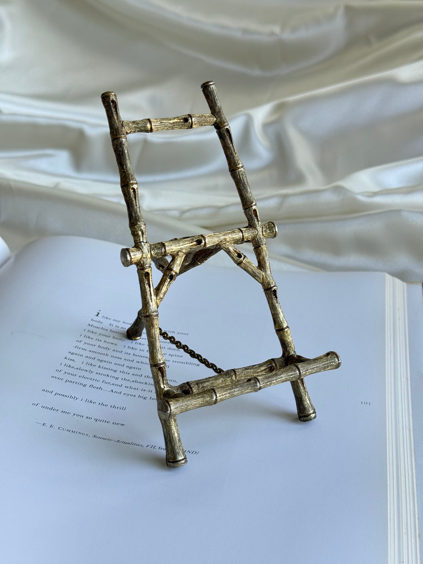 Vintage Brass Bamboo Easel / Display Stand