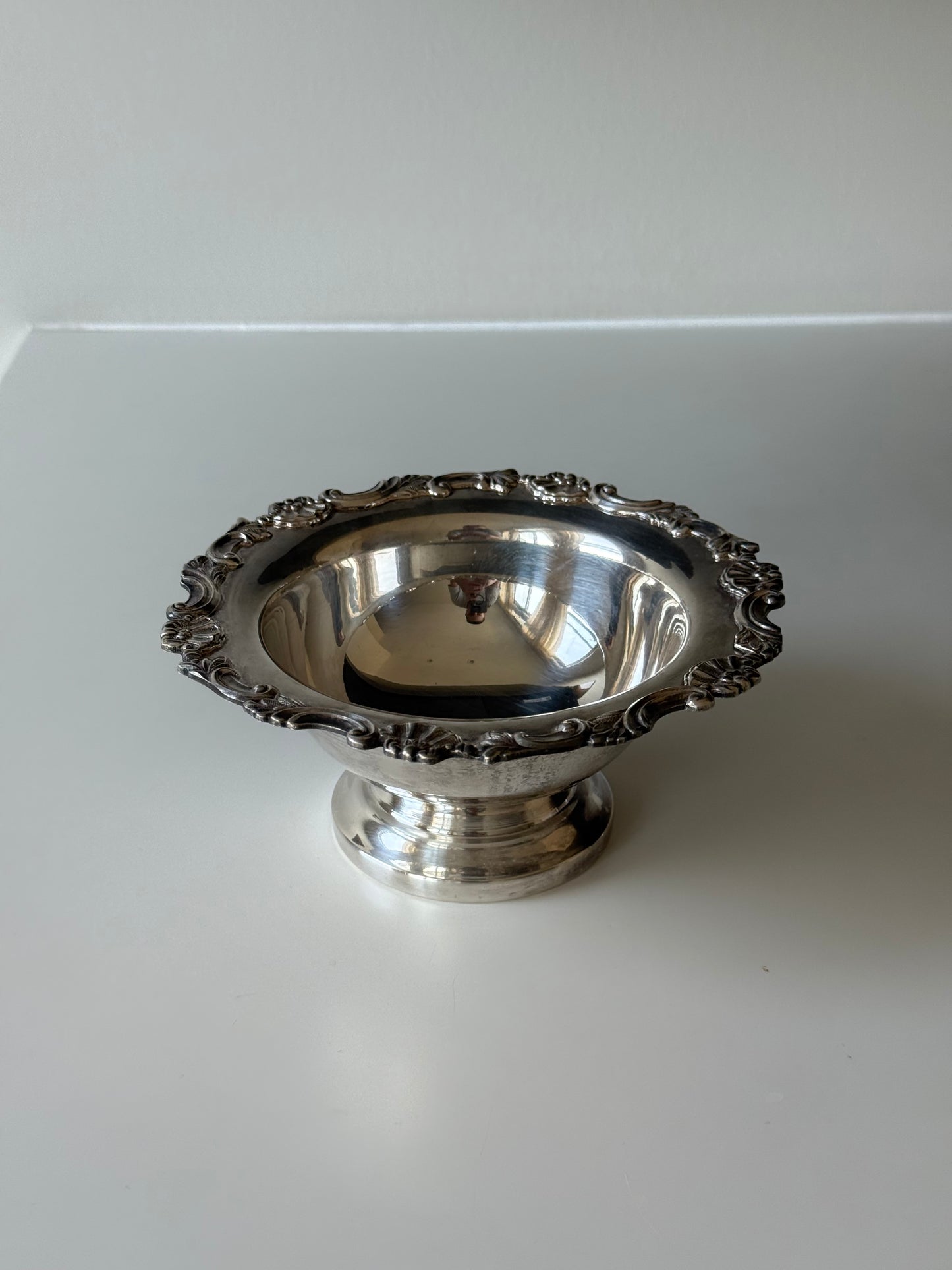 Vintage Silver-Plated on Brass Pedestal Bowl