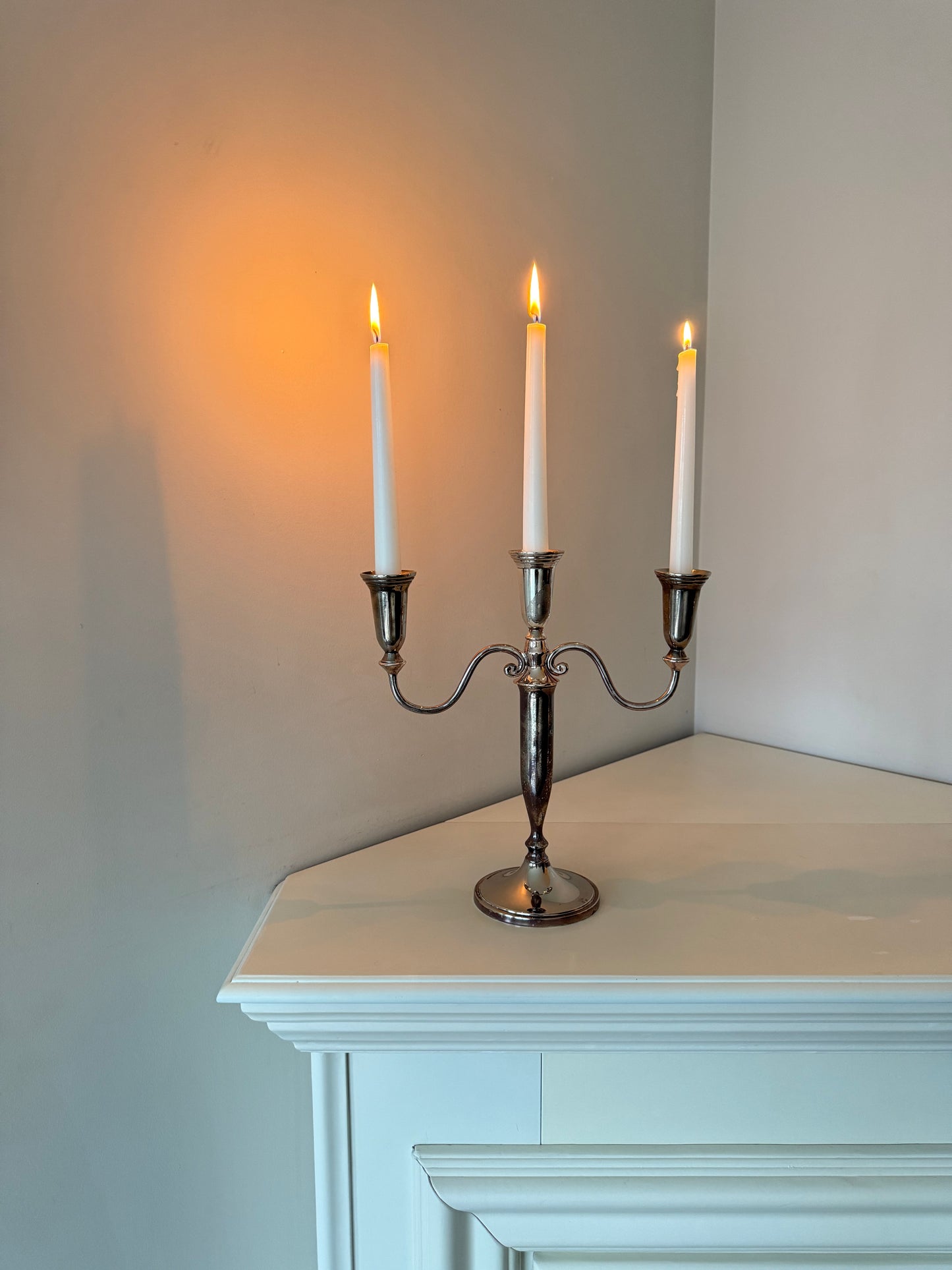 Vintage Silver-Plated Three-Arm Candelabra
