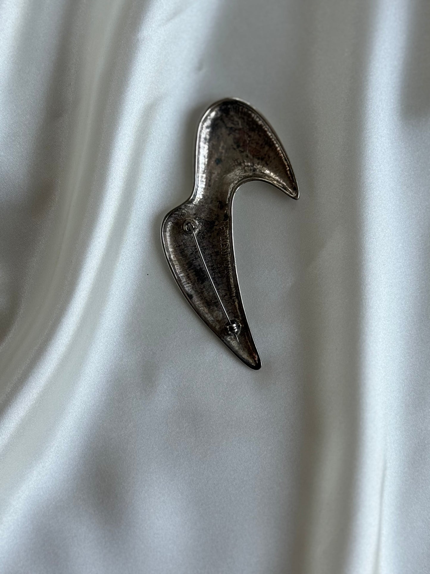 Vintage Silver-Plated Sculptural Brooch