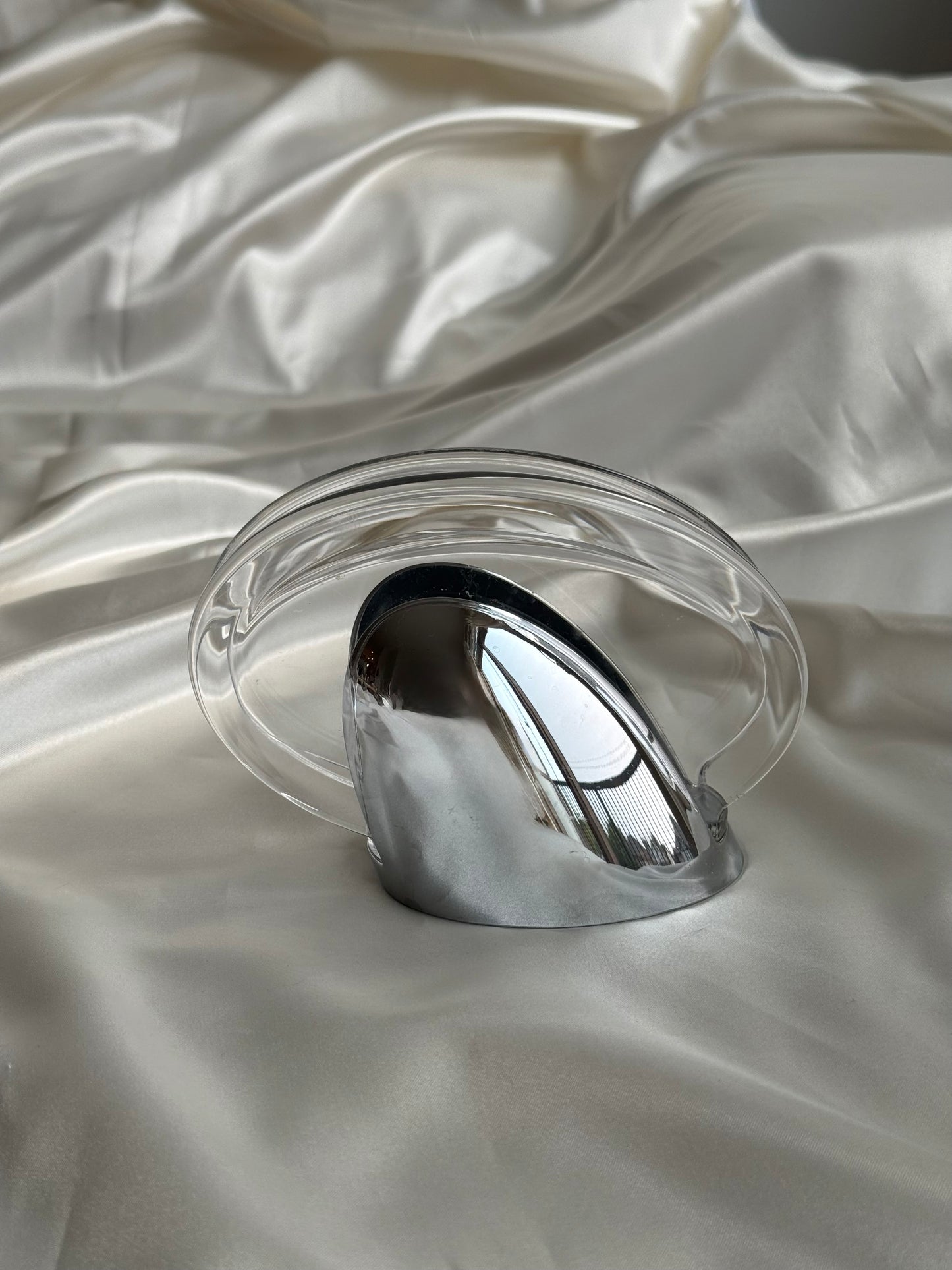 Vintage Guzzini Italian Acrylic & Chrome Serving Dish