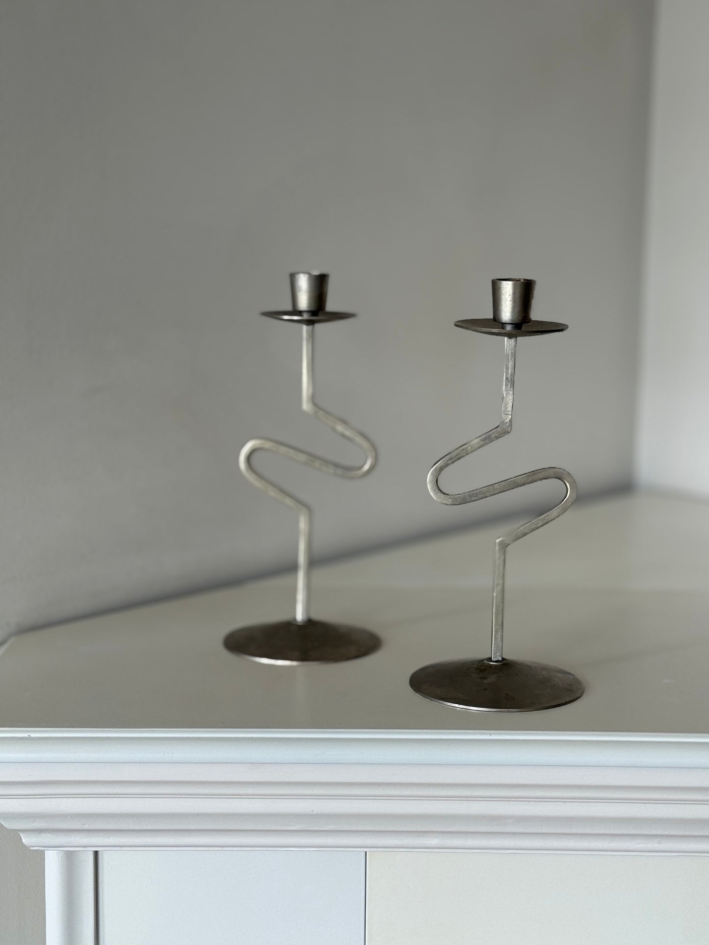 Vintage Postmodern Zig-Zag Candleholders