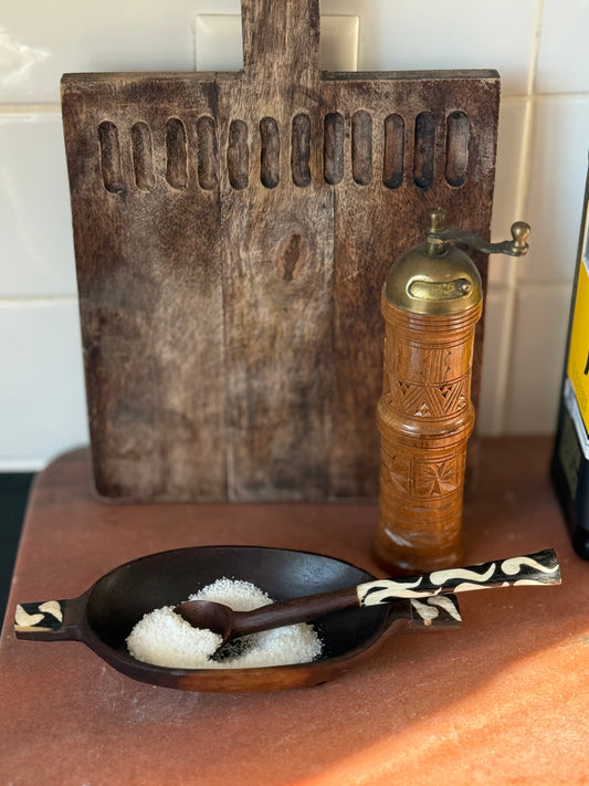 Hand-Carved Wooden Spice Cellar with spoon